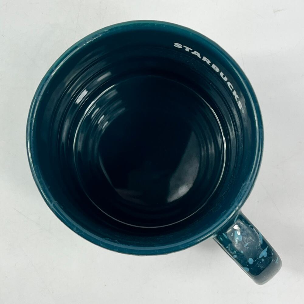 Starbucks 2023 Blue Ribbed Mug 12oz Ceramic Speckled Handle Coffee Cup Modern - Picture 5 of 8